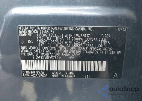 2014 Toyota Rav4 Xle из США, поврежденный, VIN 2T3WFREV0EW076144